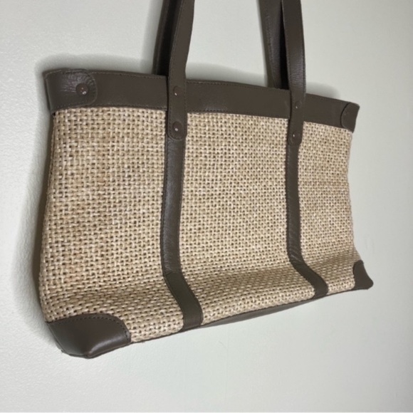 Vintage Contessa leather trim straw shoulder bag purse - Picture 2 of 7